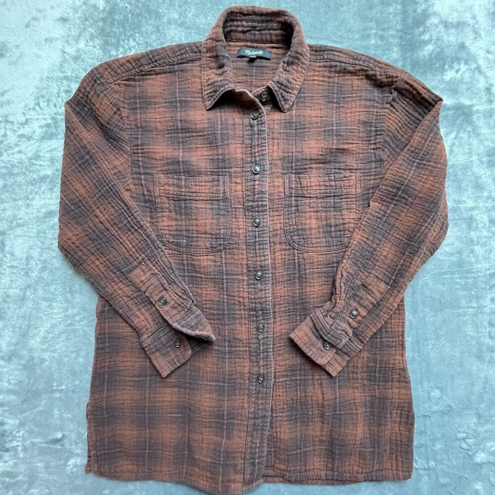 Madewell Shirt Womens Extra Small Red Plaid Cotton Lightweight Cabin Outdoorsy